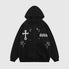 Cross Embroidery Oversized Hoodie