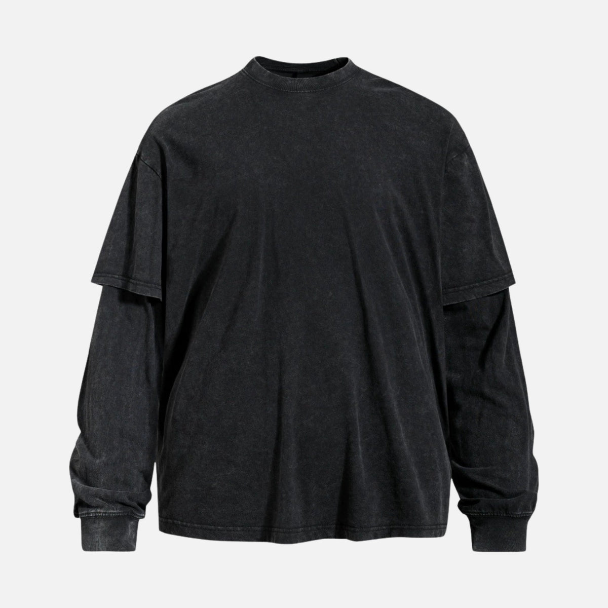 Washed Faux-Layered Long Sleeve Tee