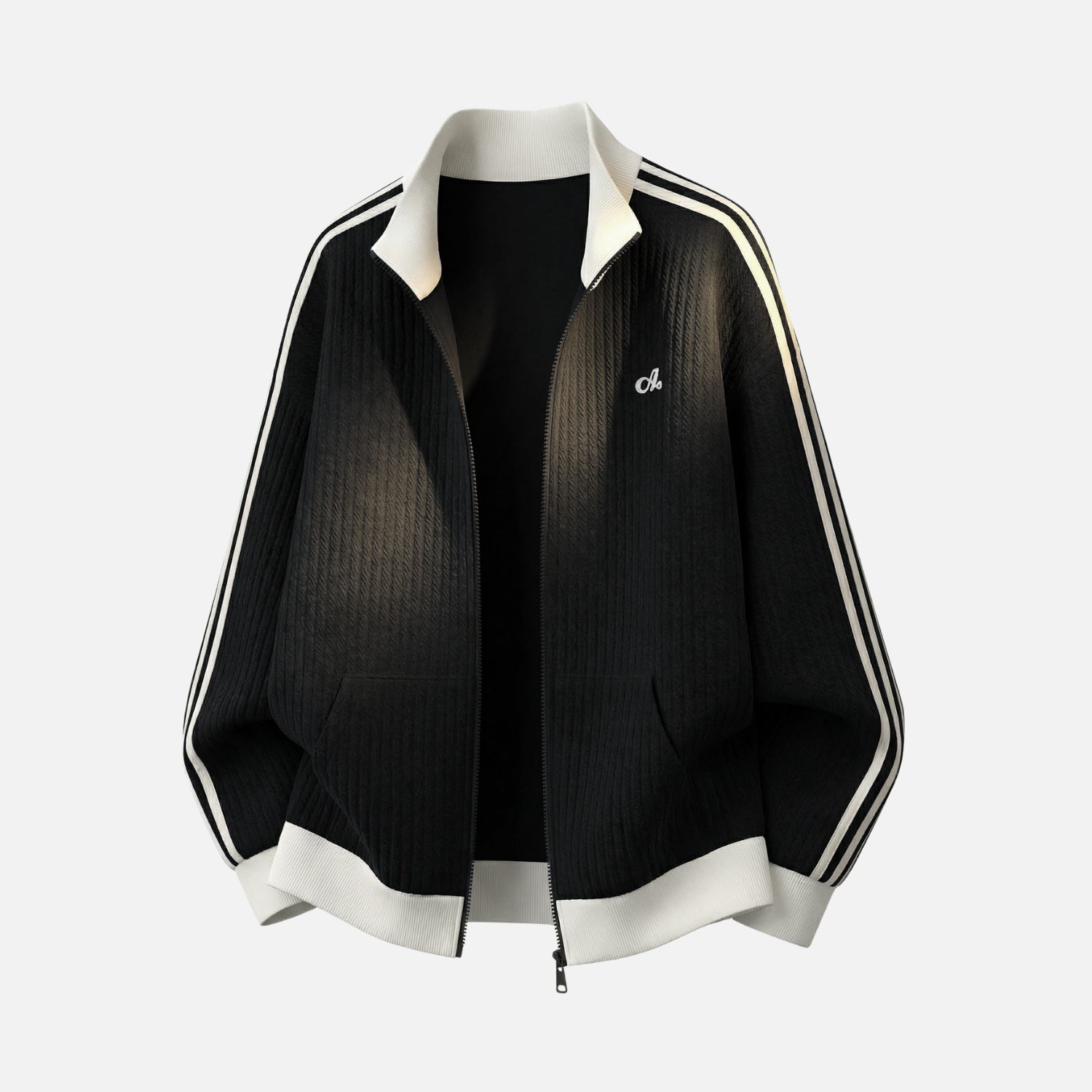 Colorblock Textured Zip-Up Jacket