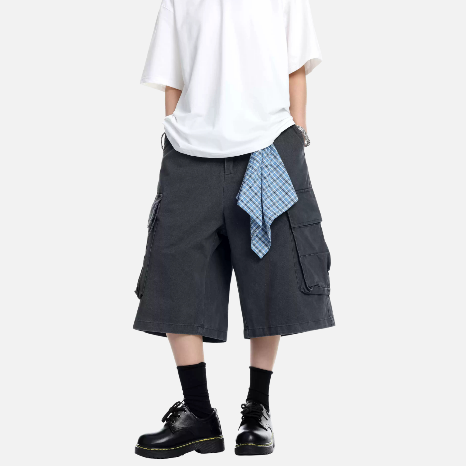 Detachable Plaid Cargo Shorts