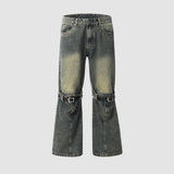 Belt-Paneled Cargo Jeans