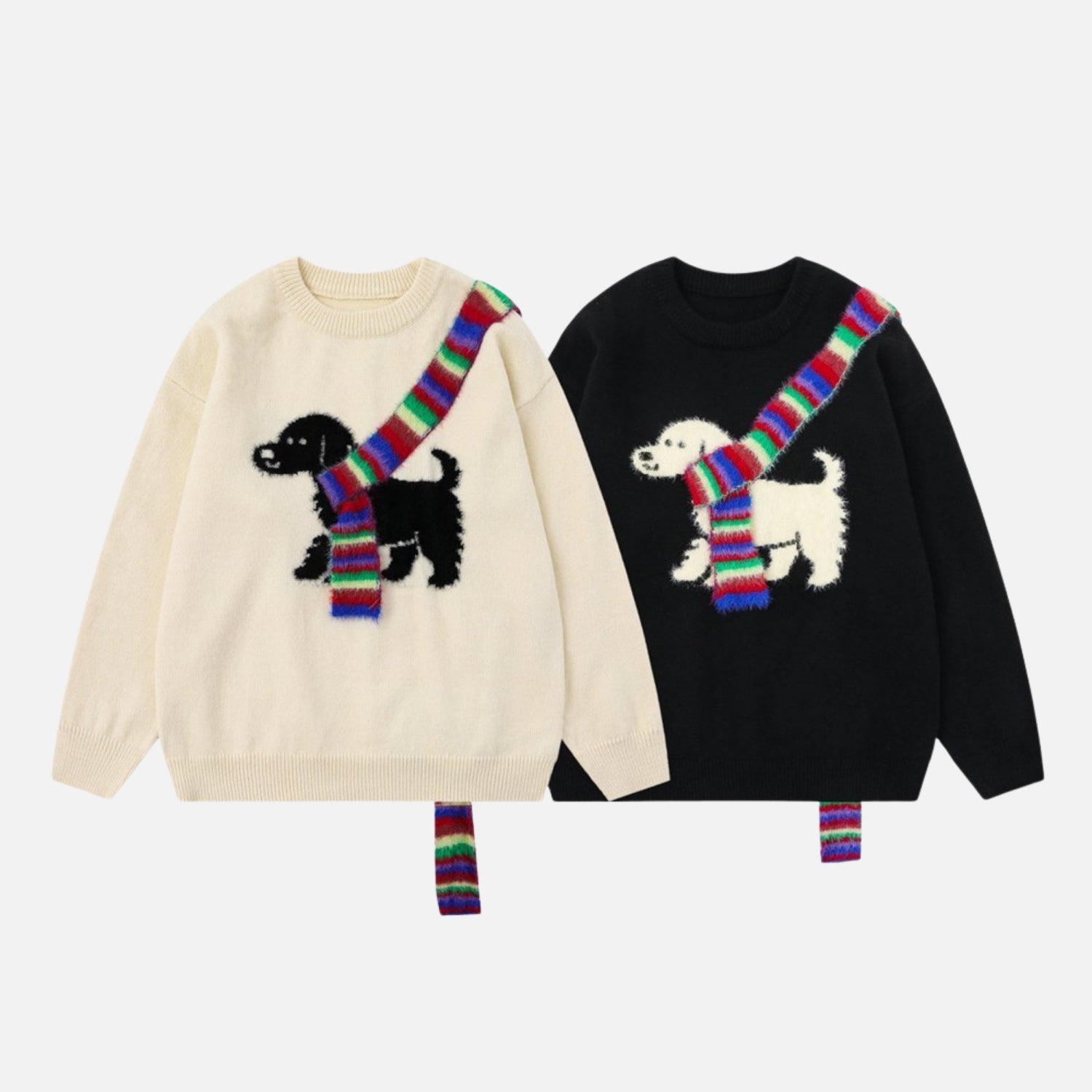 Pullover mit Farbblock-Stickerei und Hund