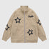 Vintage Star Embroidered Stand Collar Jacket