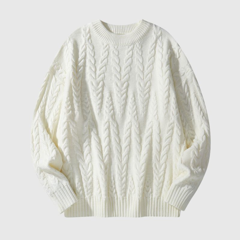 Simple Solid Color Jacquard Pullover