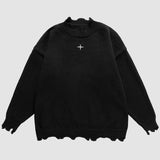 Irregular Raw Edge Knit Pullover