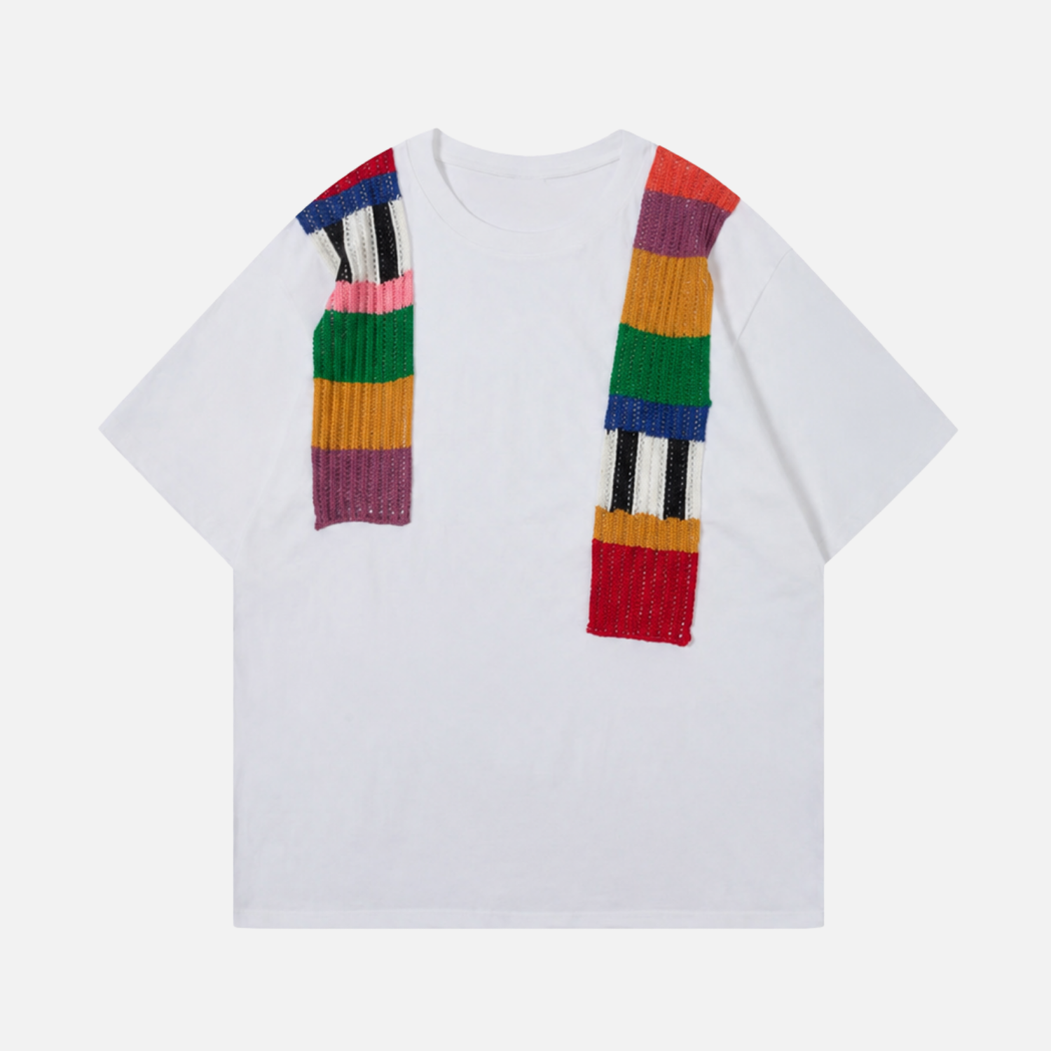 Color Yarn Embellished Colorblock Tee