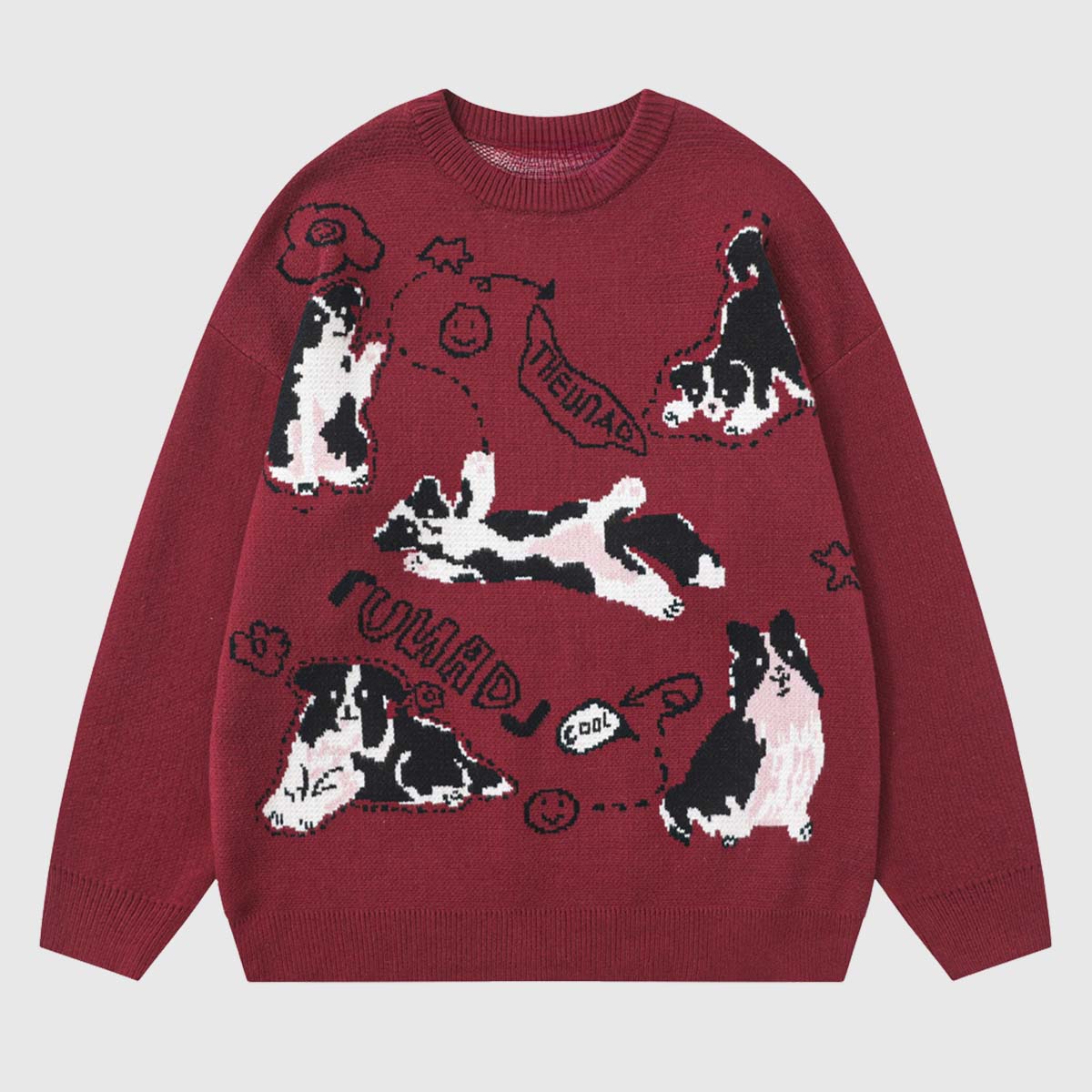 Dog Pattern Knit Sweater