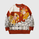 Lucky Koi Embroidered Knit Sweater
