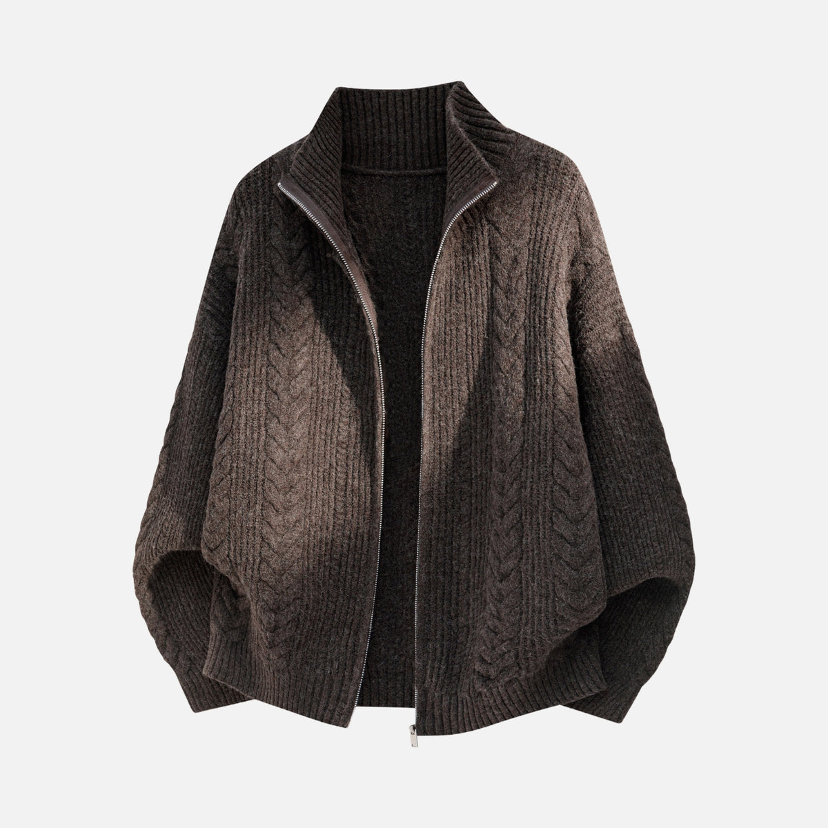 Vintage Cable Knit Zip-Up Sweater