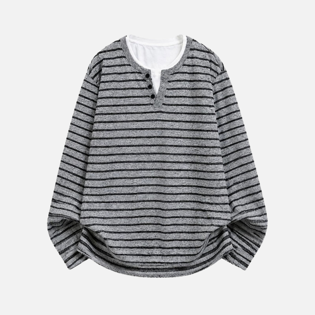 Vintage Faux-Layered Henley Sweatshirt