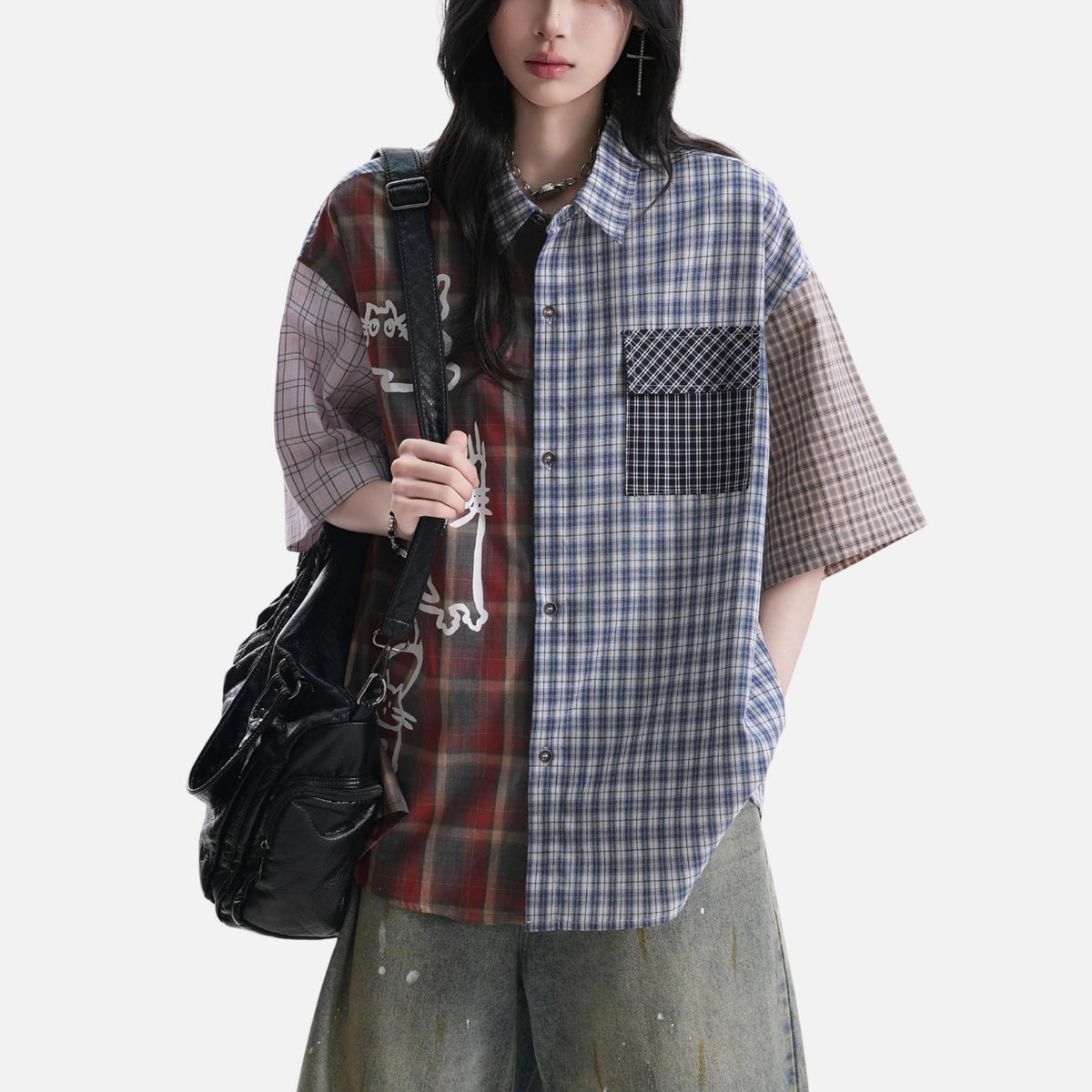 Japanese Vintage Colorblock Cotton Shirt