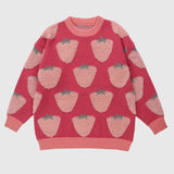 Vintage Strawberry Embroidered Sweater
