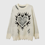 Heart Embroidered Hollow Out Design Sweater