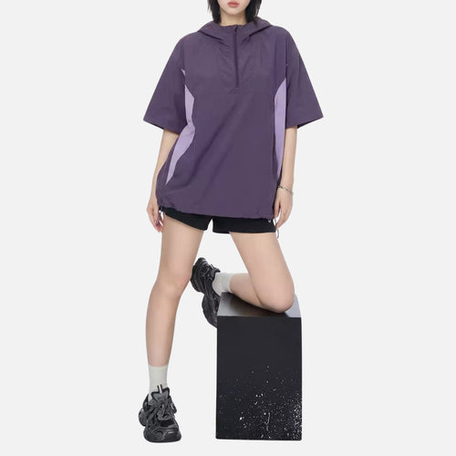 Camiseta con capucha de bloques de color para exteriores