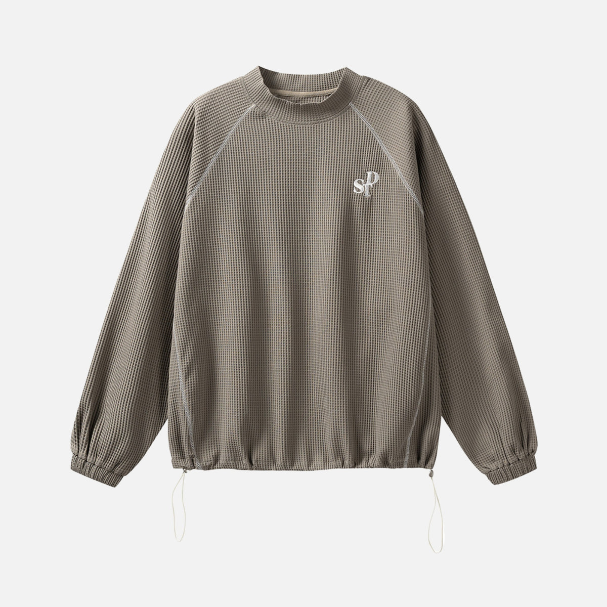 Embroidered Waffle Crewneck Sweatshirt