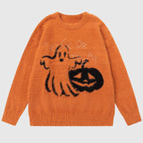 Spooky Ghost and Pumpkin Sweater