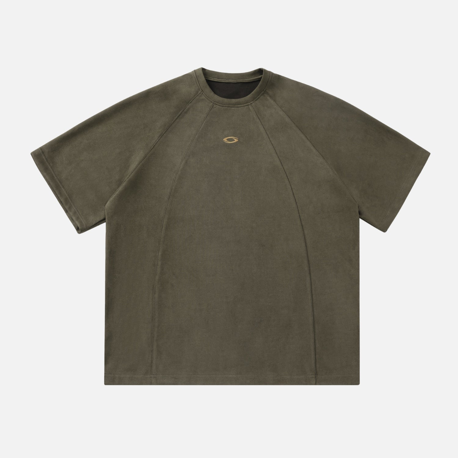 Paneled Faux Suede Short Sleeve Tee