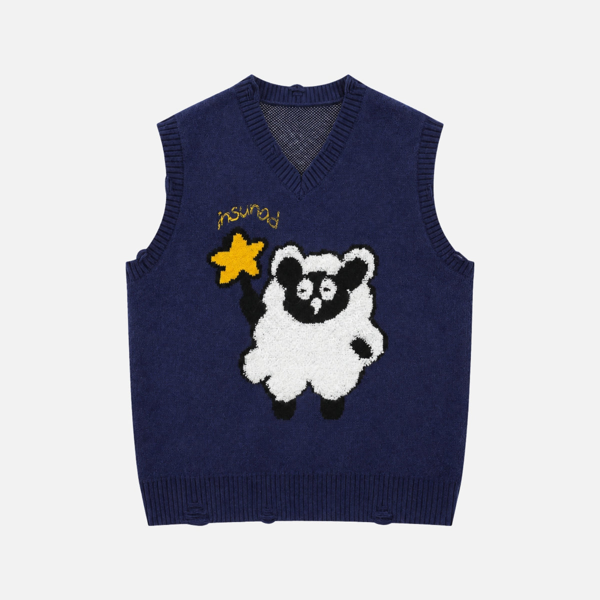 Cartoon Flocked V-Neck Sweater Vest