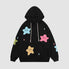 Star Embroidered Zip-Up Design Hoodie