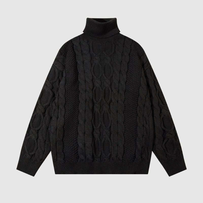 Vintage Twist Solid Turtleneck Sweater
