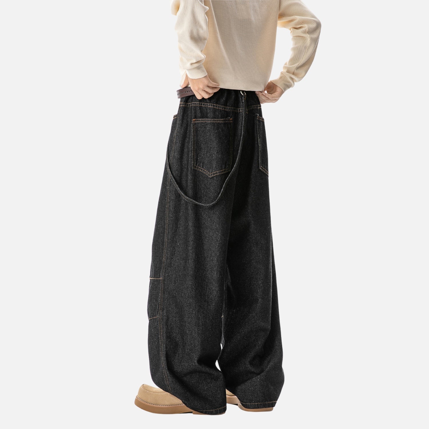 Double Pleated Baggy Jeans