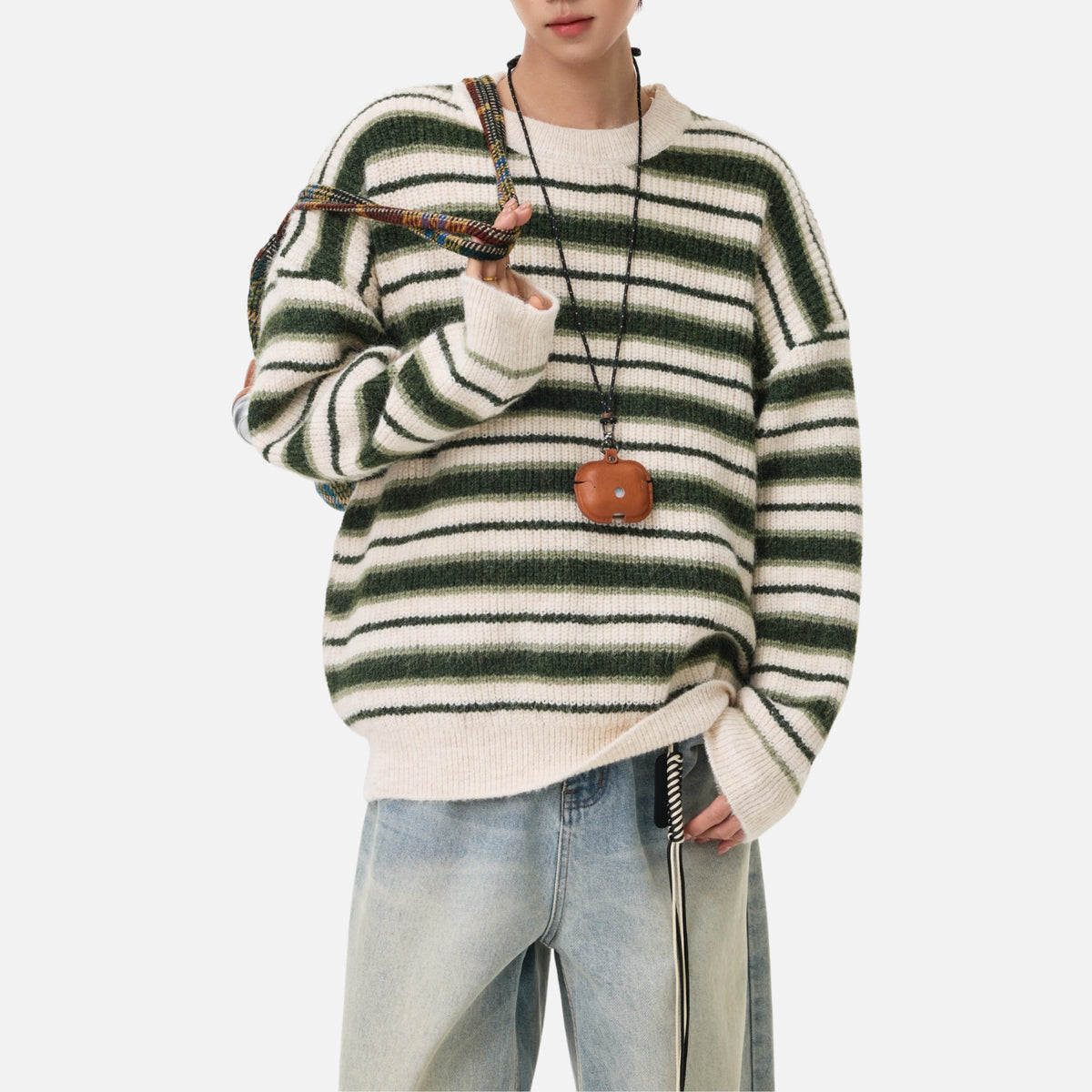 Japanese Vintage Colorblock Striped Sweater