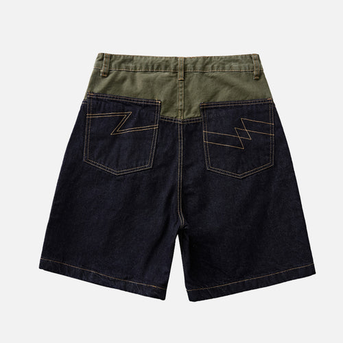 Shorts in denim con blocco di colore
