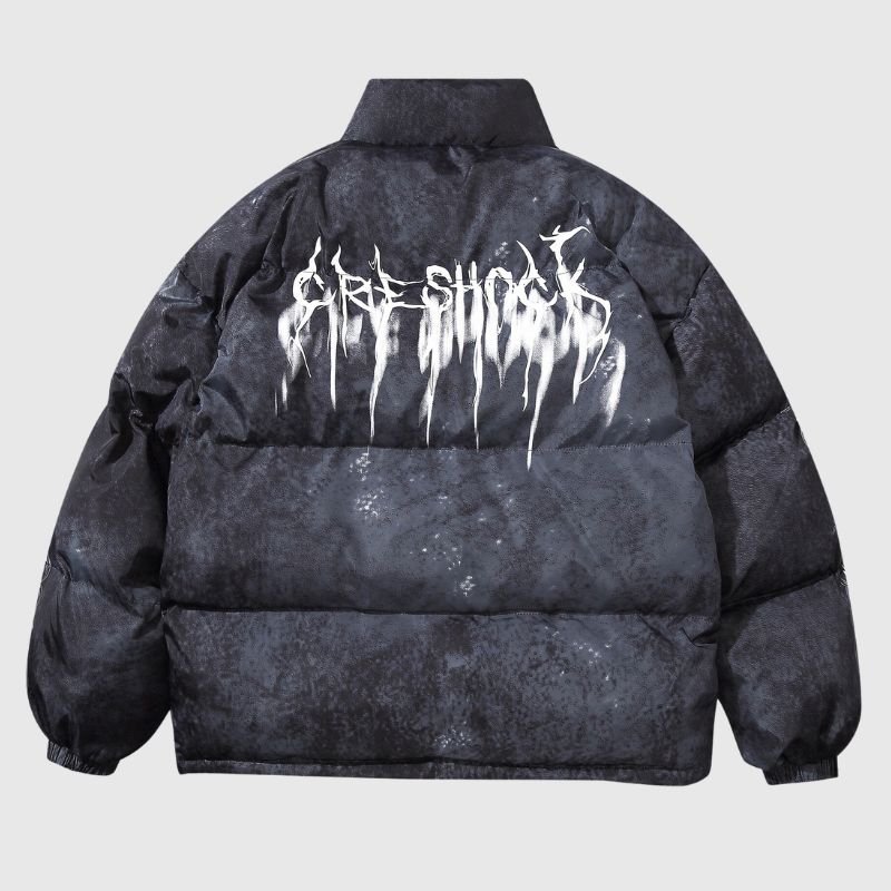 Oversized Thorn-Embossed Insulated Puffer
