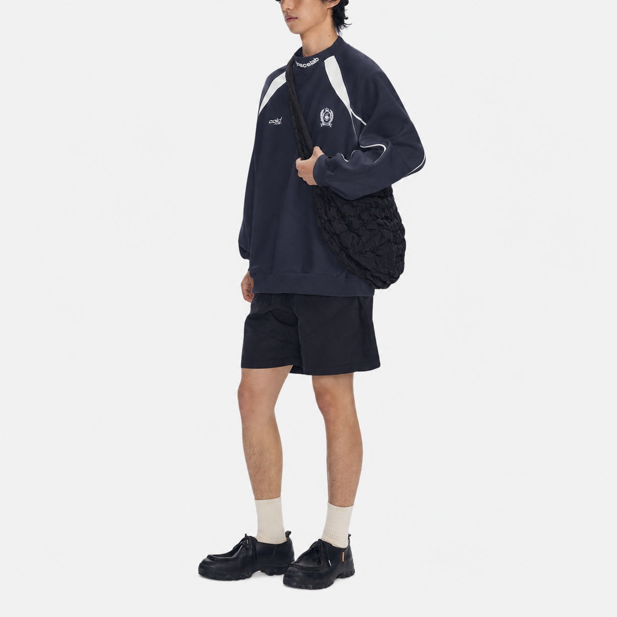 Japanisches Colorblock-Sweatshirt mit Rundhalsausschnitt