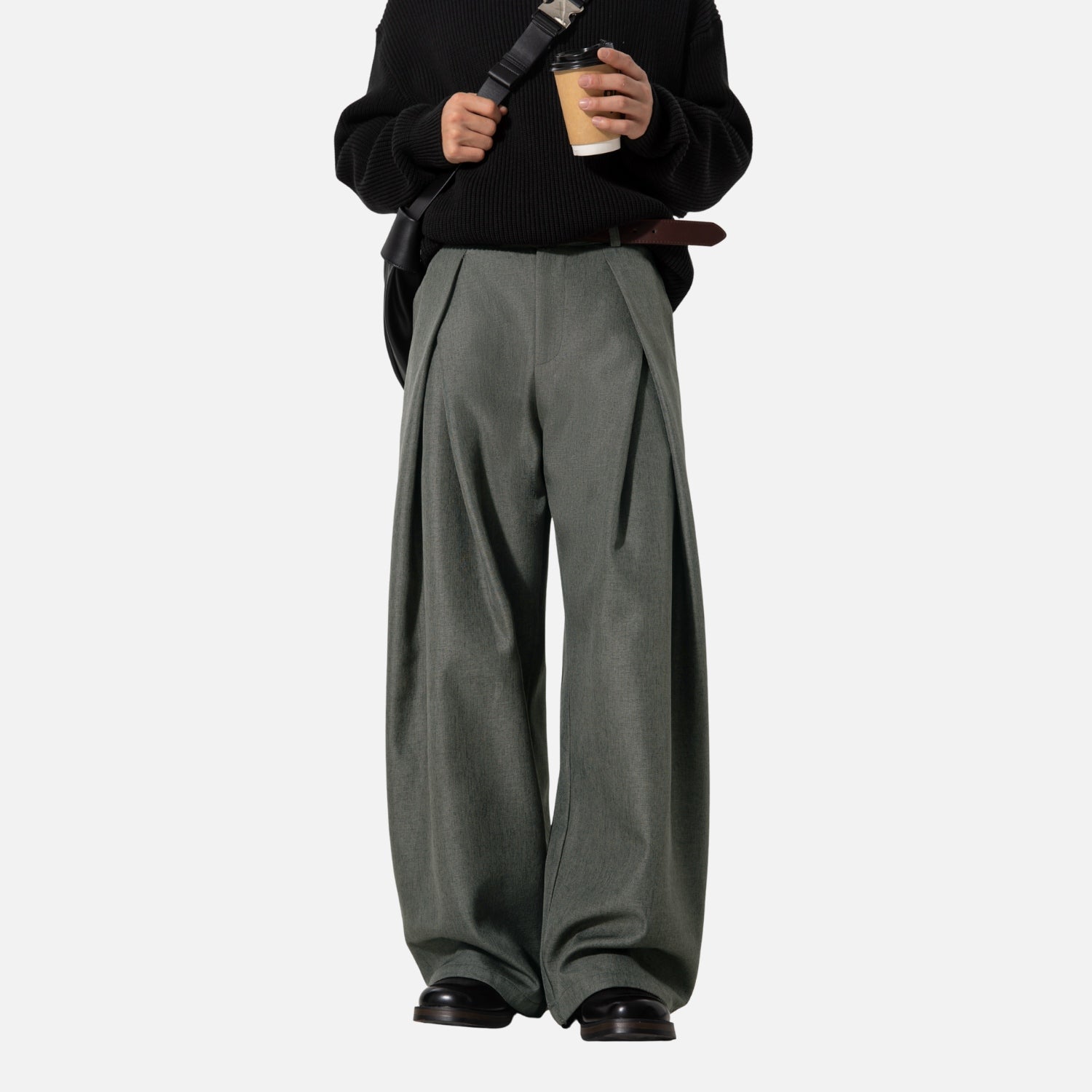 Elegant Pleated Texture Trousers