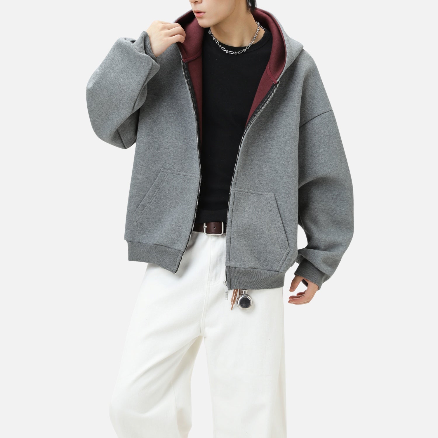 Heavyweight Colorblock Zip-Up Hoodie