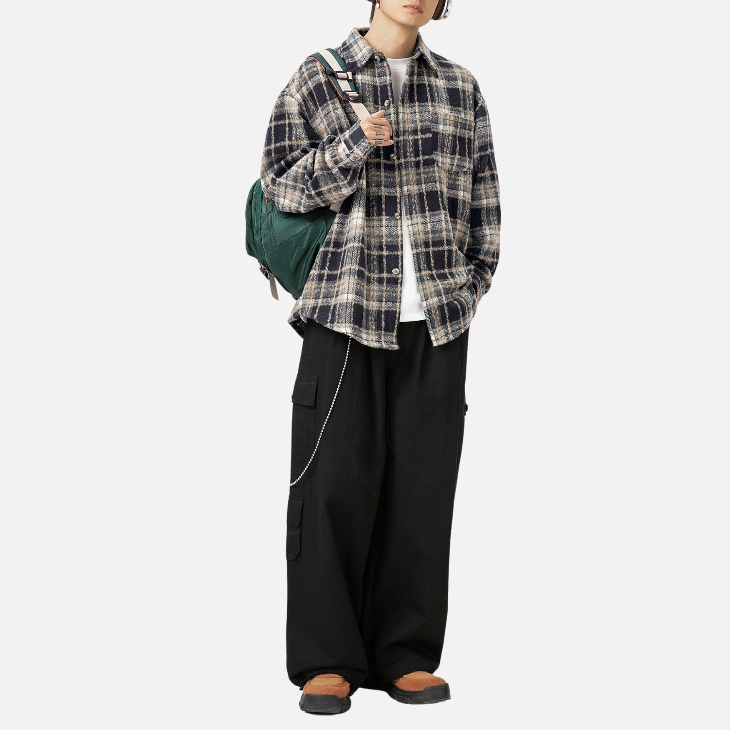 Vintage kariertes Langarmhemd