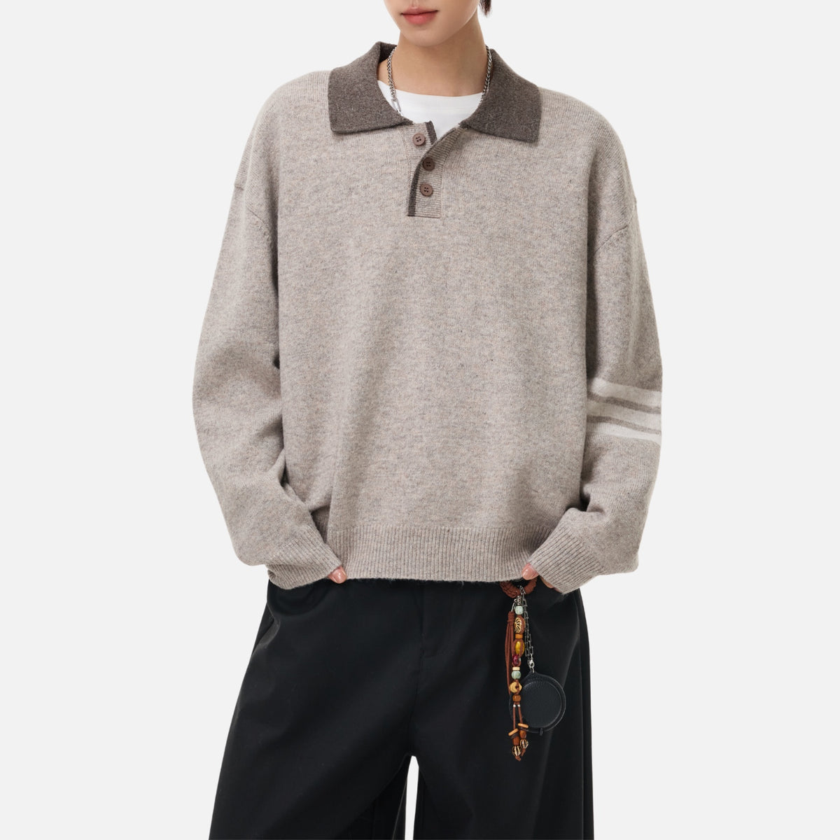 Vintage Old-Money Colorblock Polo Sweater