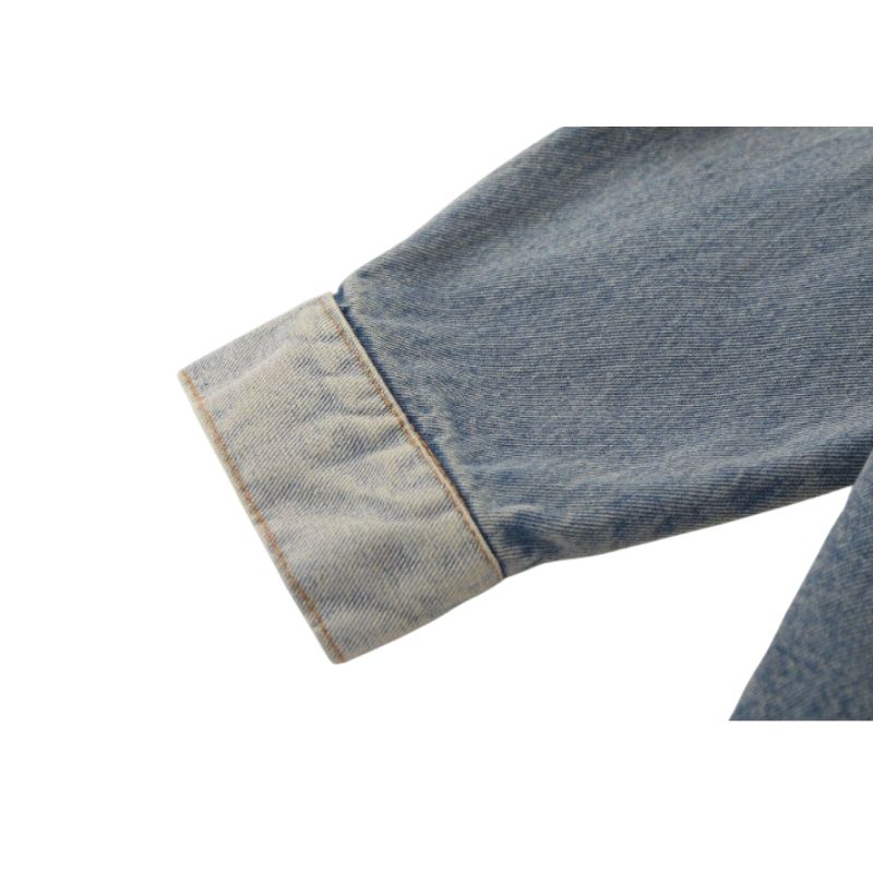 Distressed Denim Butterfly Embroidered Jacket