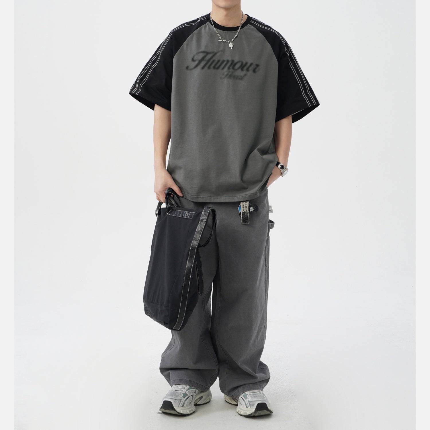 Contrast-Stitch Raglan Tee