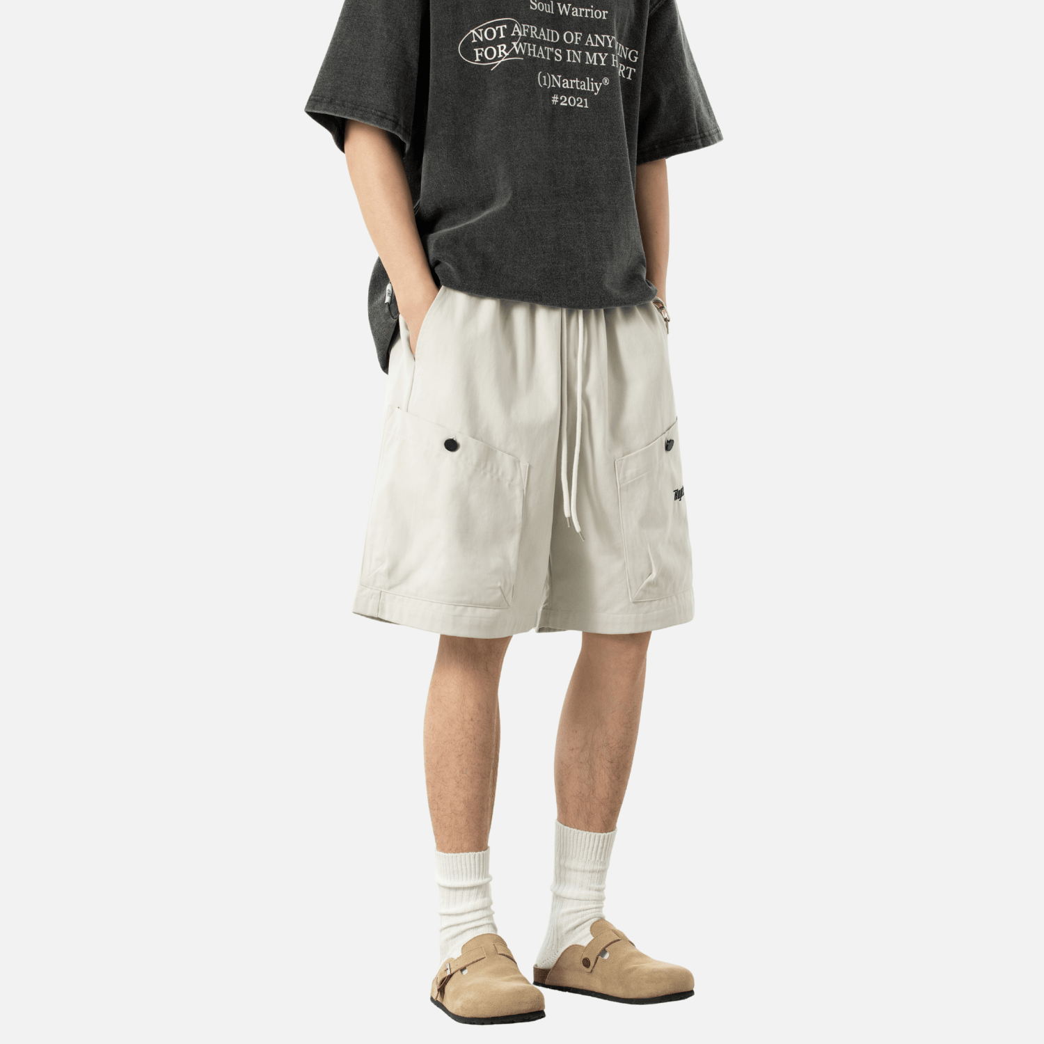 Pantalones cortos cargo con bordado de letras