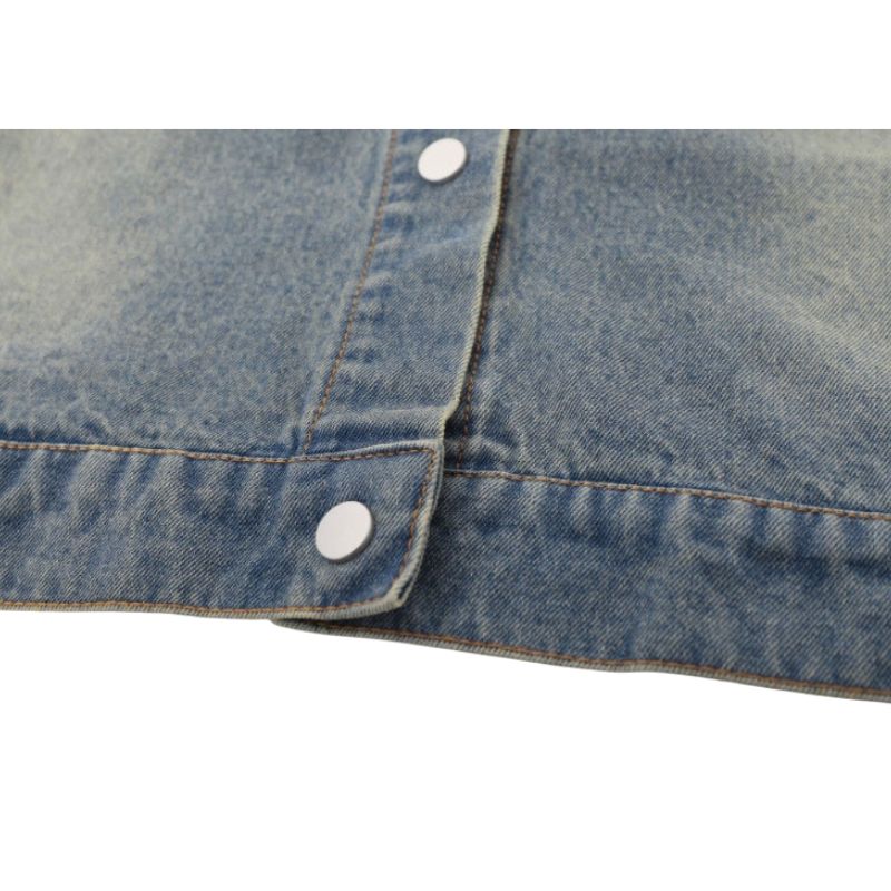 Distressed Denim Butterfly Embroidered Jacket