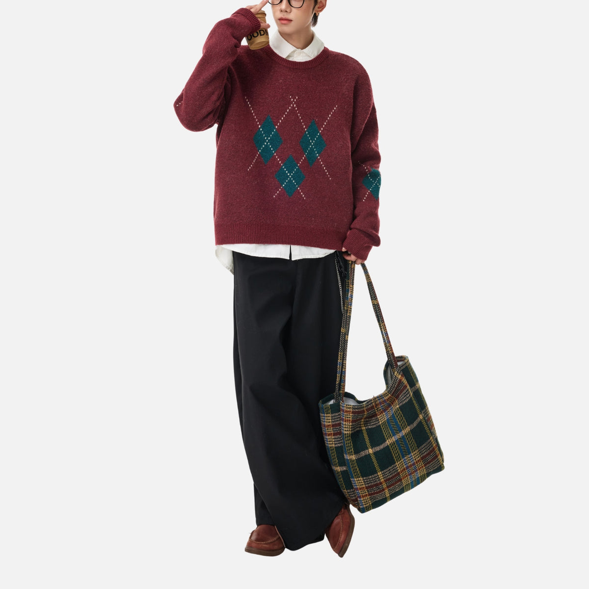Vintage Diamond Colorblock Crewneck Sweater