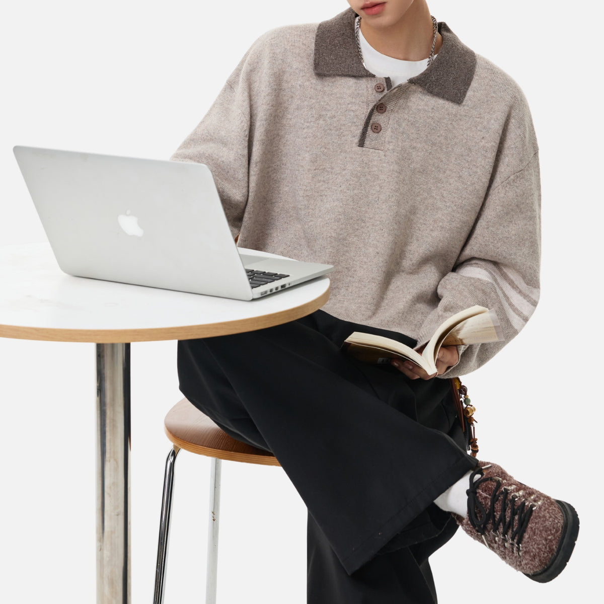 Vintage Old-Money Colorblock Polo Sweater