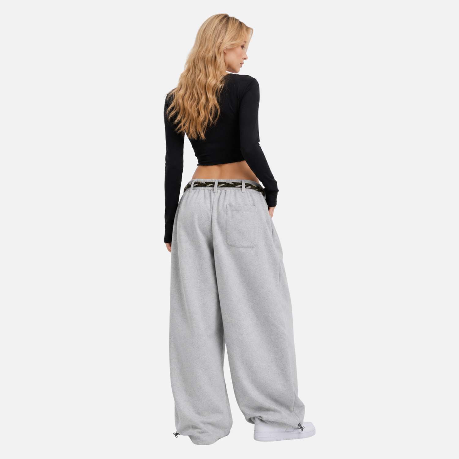 Woven Belt Baggy Pants