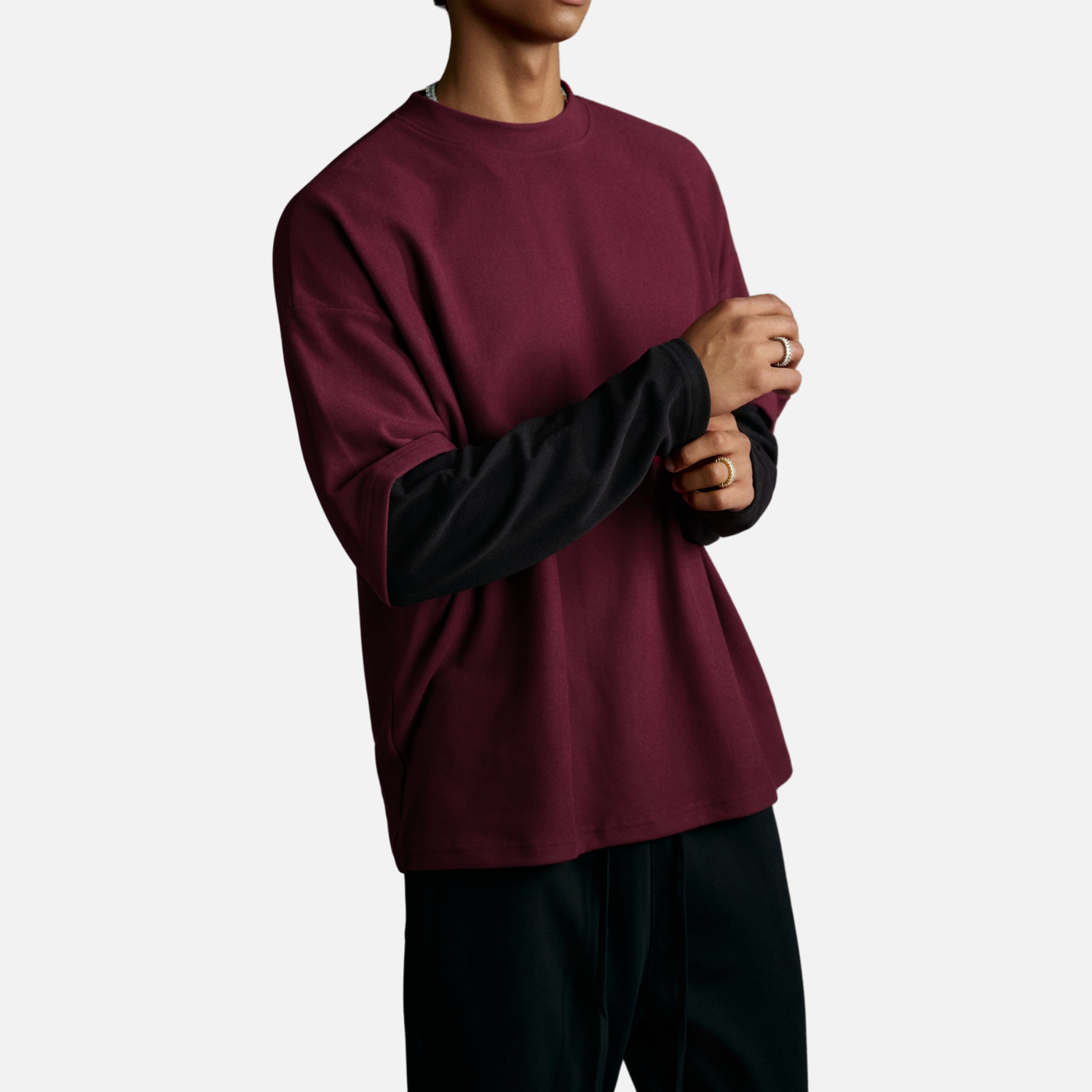 Layered Coral Fleece Long Sleeve Tee
