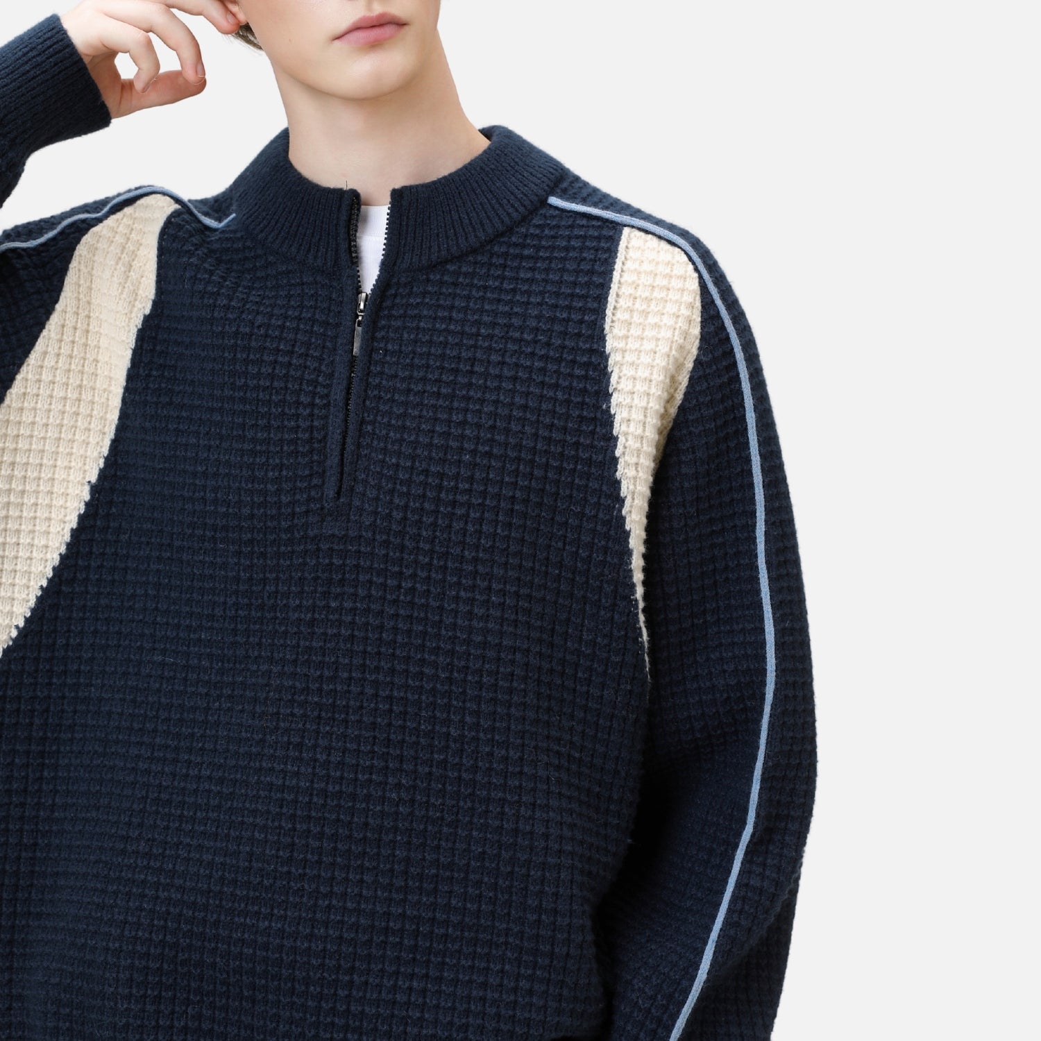 Textured Half-Zip Knit Sweatshirts