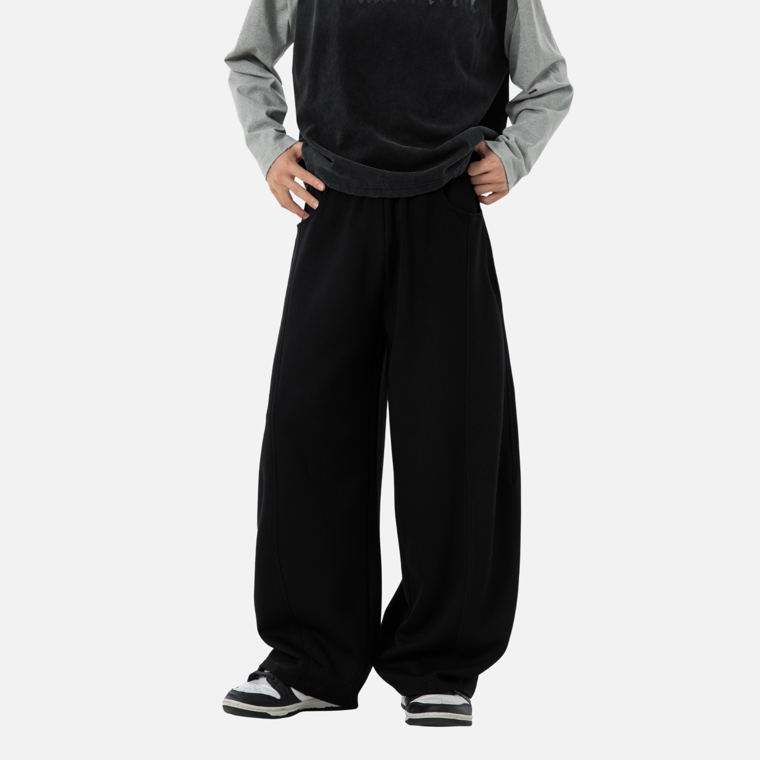 Paneled Texture Track Pants