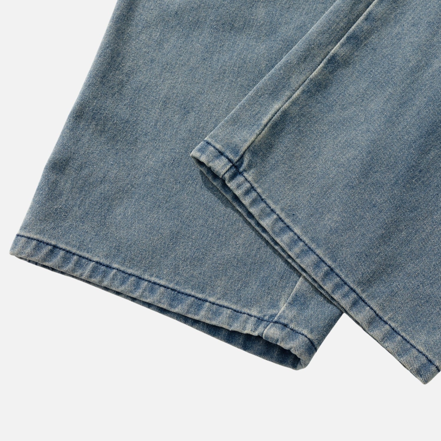 Split-Pleated Washed Vintage Jeans