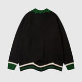 Vintage Lettered Loose Lapel Sweater