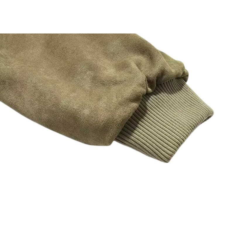 Bestickte Baseballjacke aus Wildleder