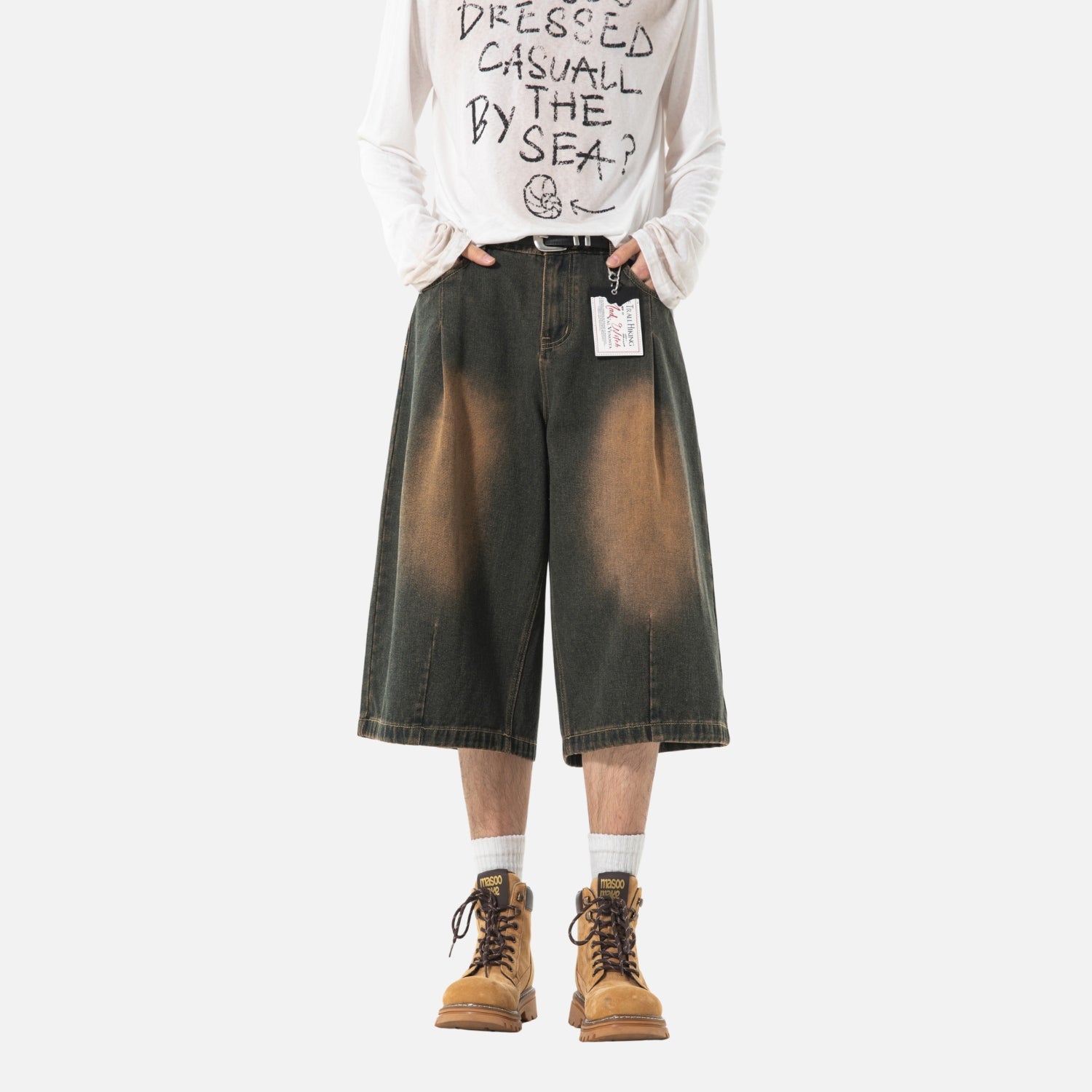 Washed Vintage Denim Bermuda Shorts