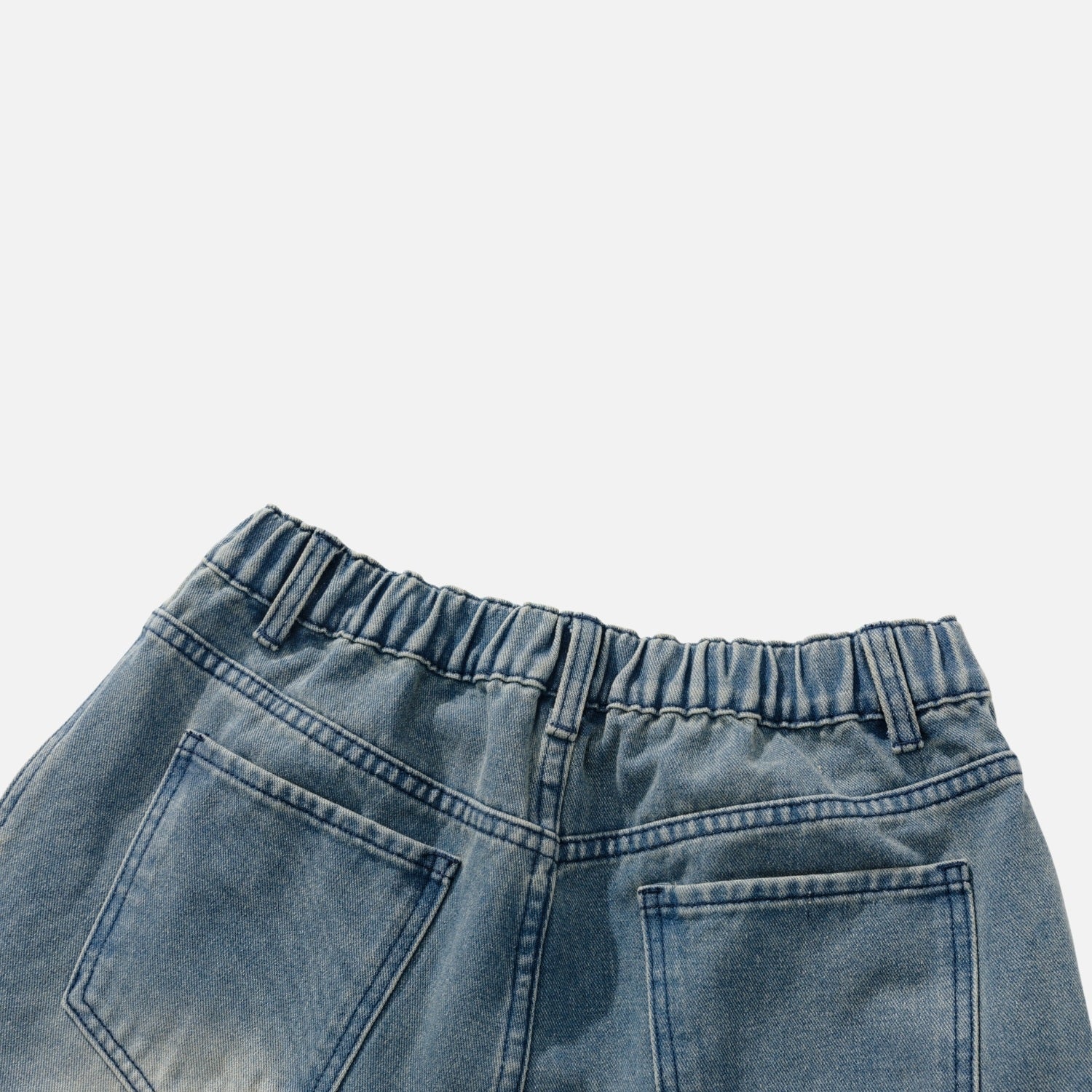Split-Pleated Washed Vintage Jeans