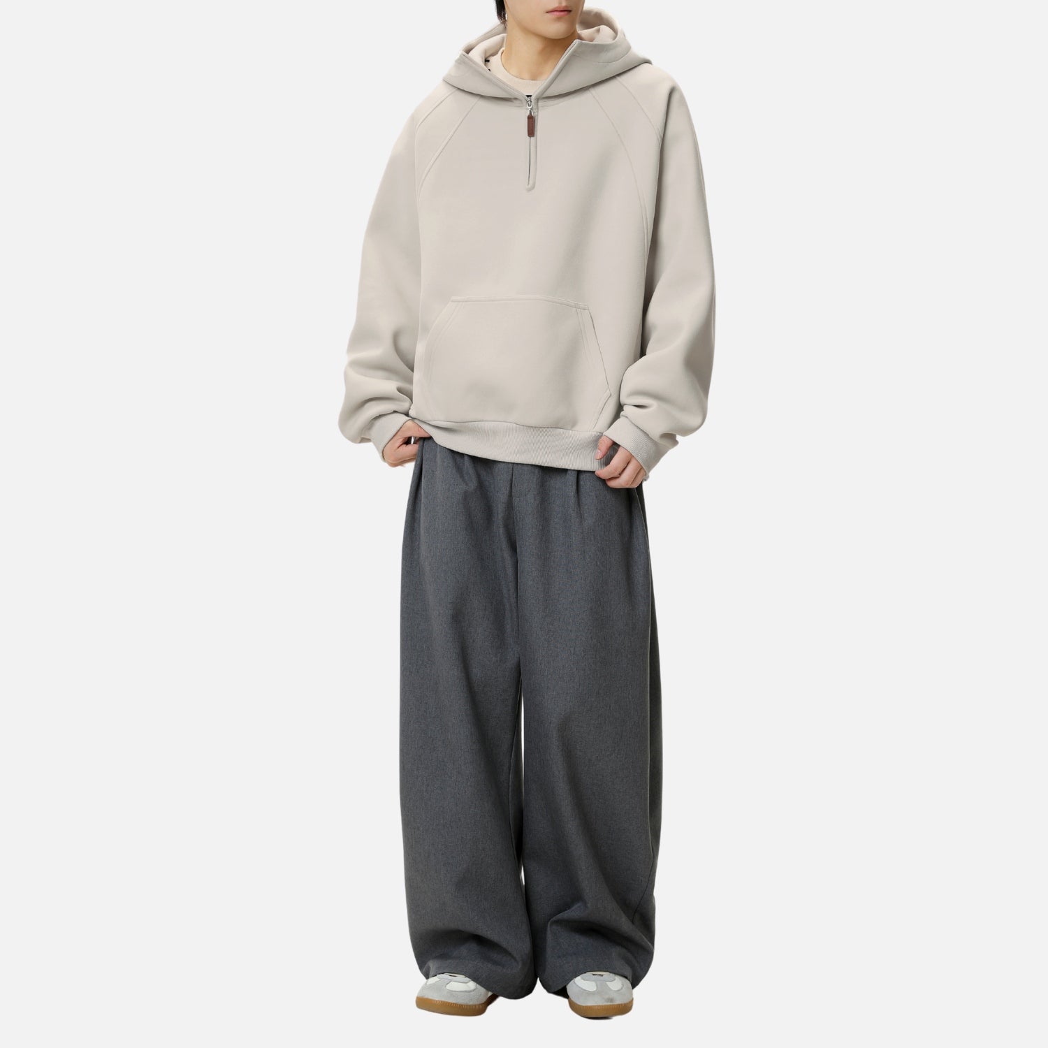 Structured Paneled Hooded Sweatshirt