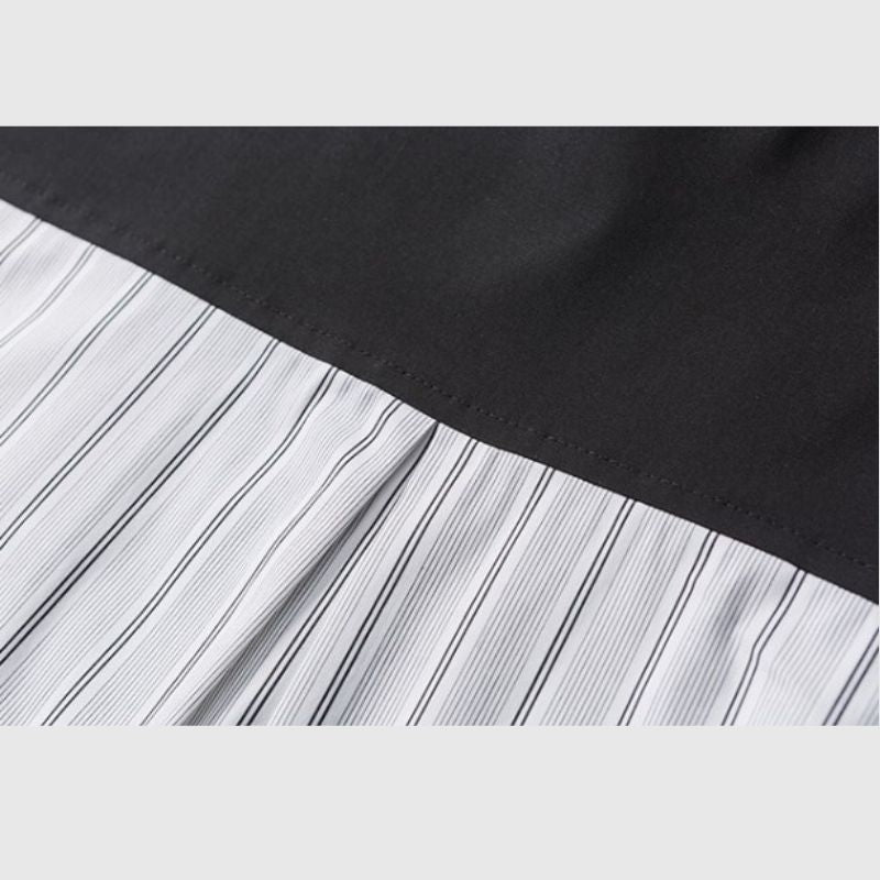 Gestreiftes Hemd mit Patchwork-Taschen